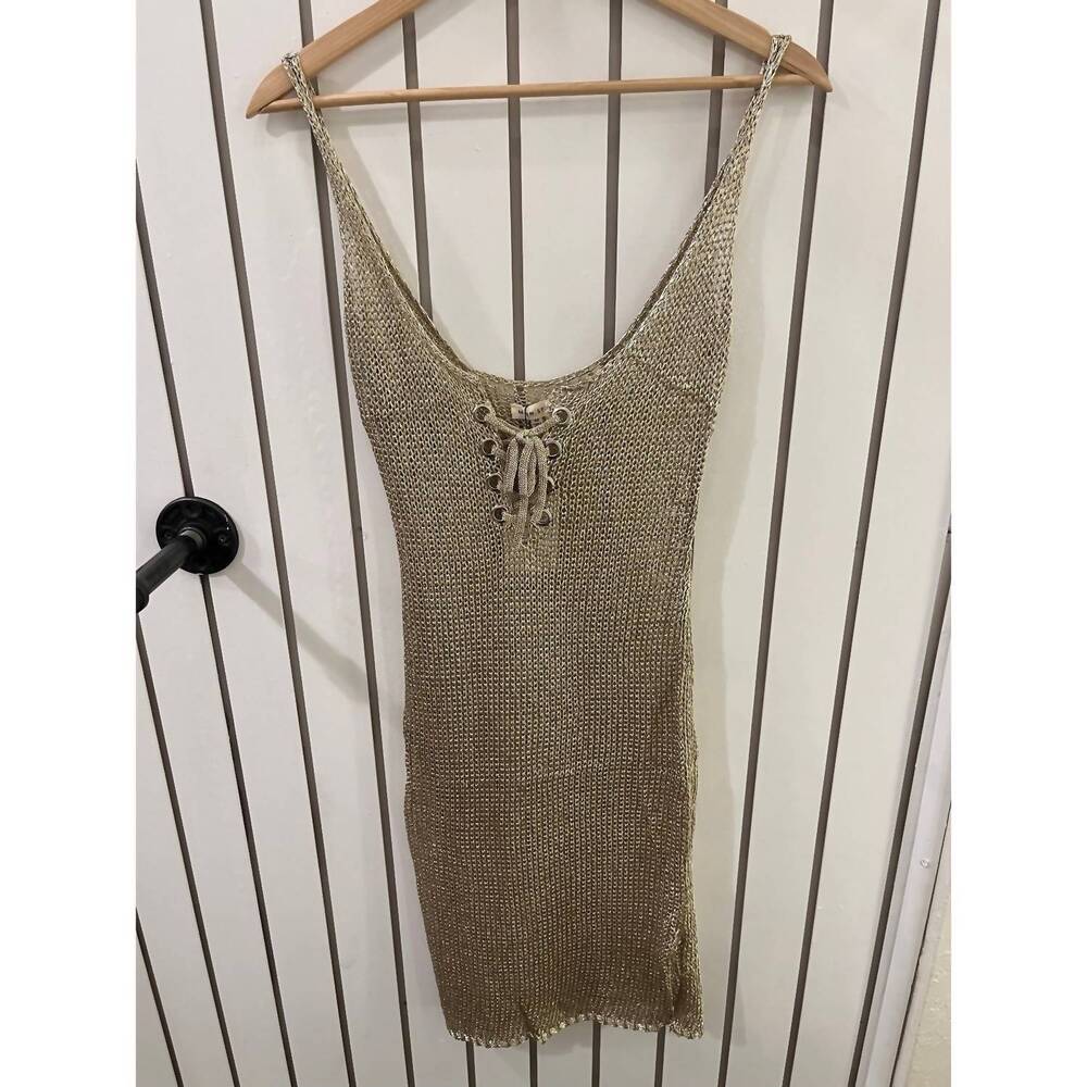 NEW MAIN STRIP women's gorgeous mesh dress in gold